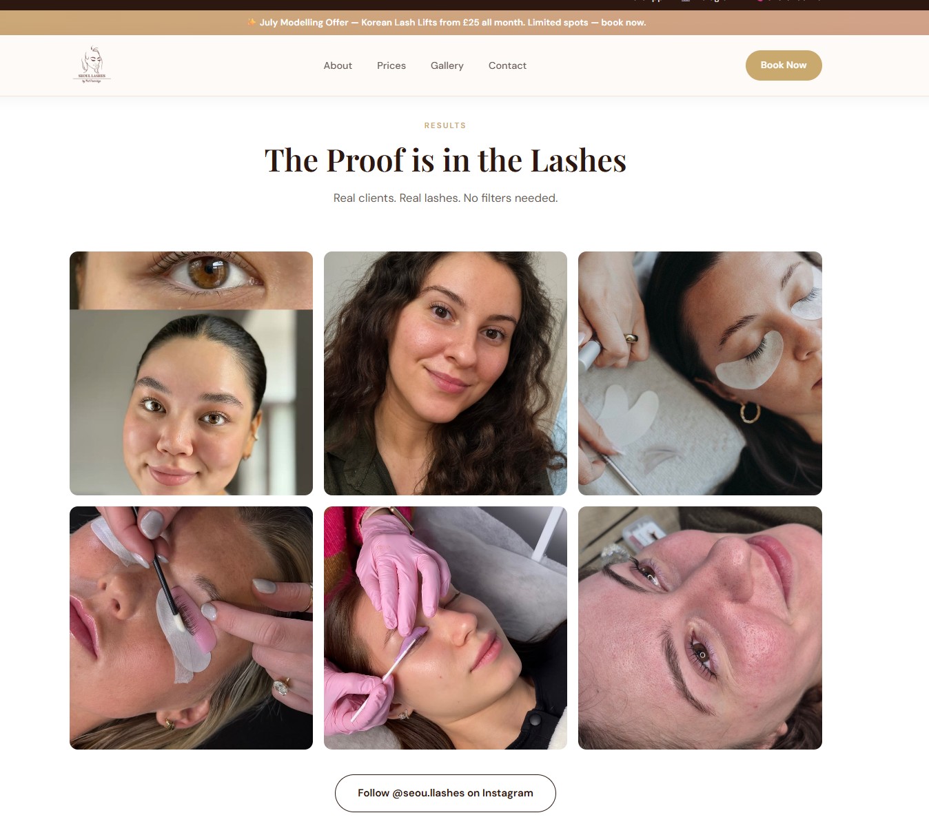 Seoul Lashes — live website